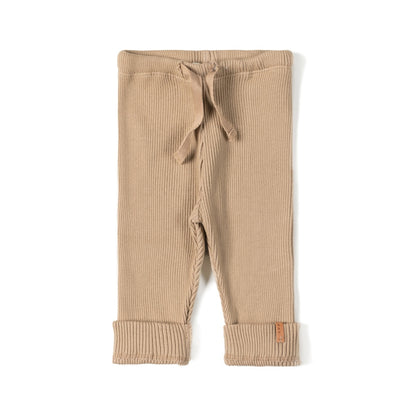 Nixnut ribbed baby leggings in color biscuit