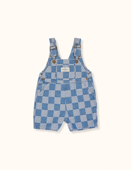 Goldie & Ace Burton Overalls in Check Denim, Checkered denim dungarees